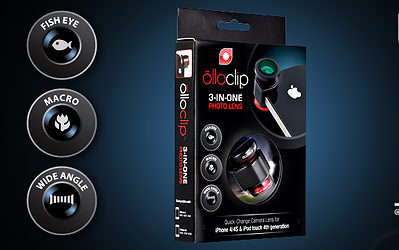 Retail packaging design project: olloclip 3-In-1 camera lens for iPhone